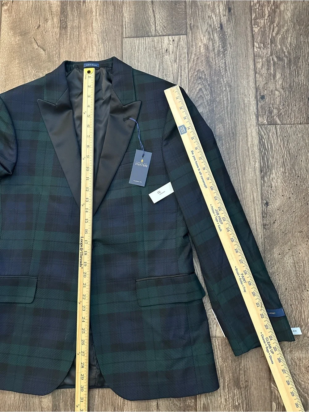 Stafford Classic Fit Tuxedo Evening Blazer Men’s Size 40 Reg plaid Multicolour